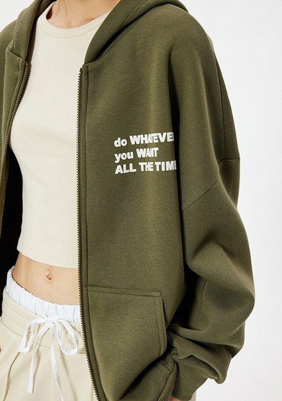 Koton Yeşil Kadın Baskılı Sweatshirt