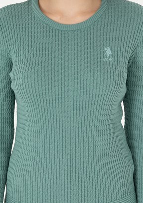 US POLO ASSN Yeşil Kadın Basic Kazak