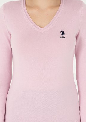 US POLO ASSN Pembe Kadın Slim Kazak