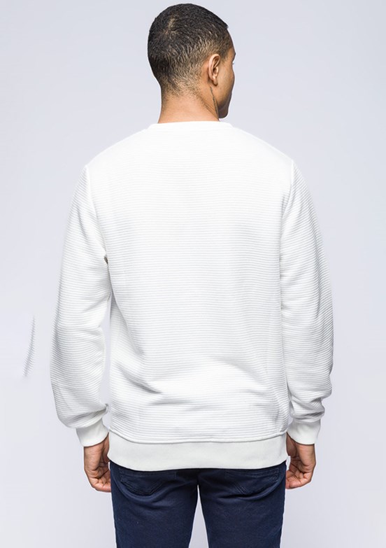 JOHNNY JOE Beyaz Erkek Basic Sweatshirt