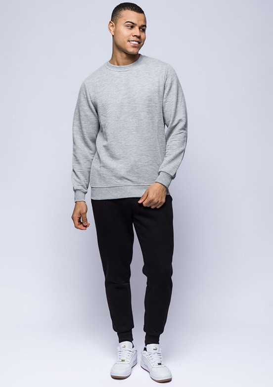 JOHNNY JOE Gri Erkek Basic Sweatshirt