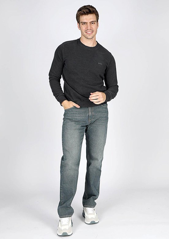 Lee Cooper Antrasit Erkek Bisiklet Yaka Sweatshirt