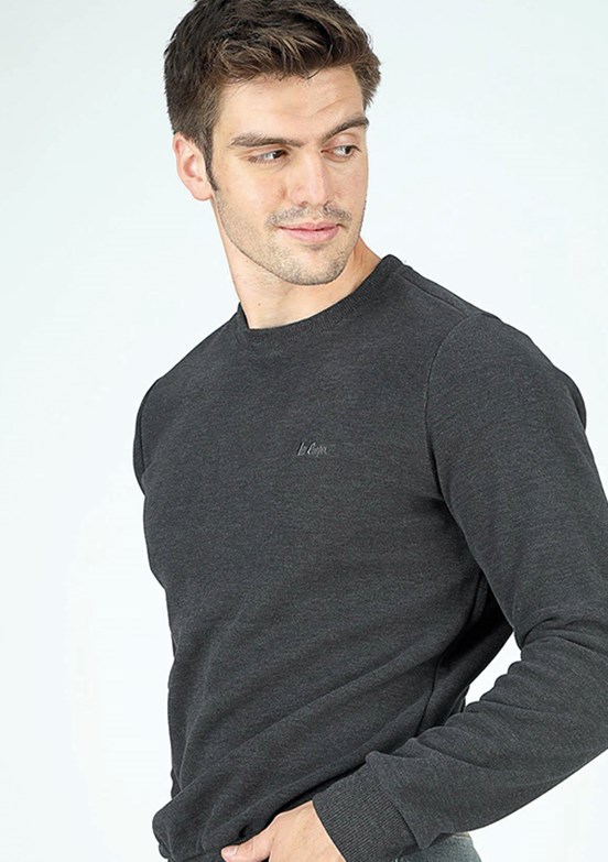 Lee Cooper Antrasit Erkek Bisiklet Yaka Sweatshirt