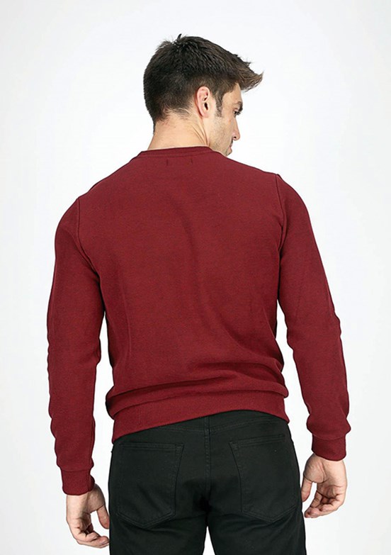 Lee Cooper Bordo Erkek Bisiklet Yaka Sweatshirt