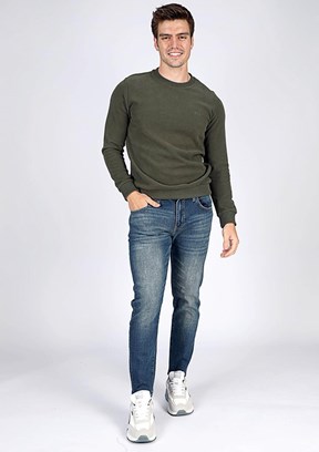 Lee Cooper Yeşil Erkek Bisiklet Yaka Sweatshirt