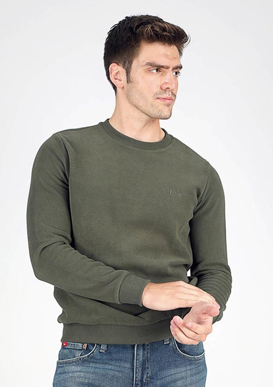 Lee Cooper Yeşil Erkek Bisiklet Yaka Sweatshirt