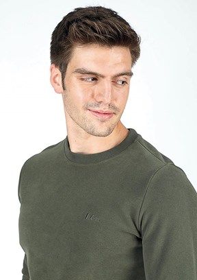 Lee Cooper Yeşil Erkek Bisiklet Yaka Sweatshirt
