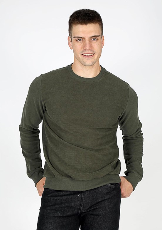 Lee Cooper Yeşil Erkek Bisiklet Yaka Sweatshirt