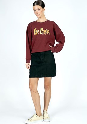 Lee Cooper Bordo Kadın Bisiklet Yaka Sweatshirt