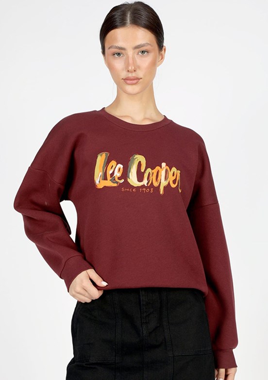 Lee Cooper Bordo Kadın Bisiklet Yaka Sweatshirt