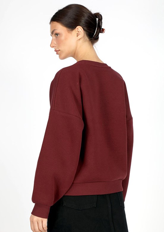 Lee Cooper Bordo Kadın Bisiklet Yaka Sweatshirt