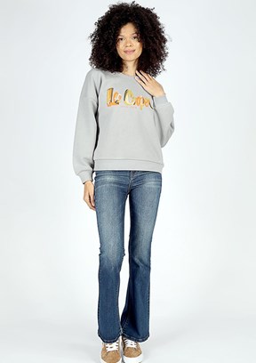 Lee Cooper Gri Kadın Bisiklet Yaka Sweatshirt