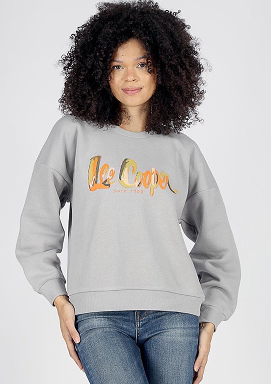 Lee Cooper Gri Kadın Bisiklet Yaka Sweatshirt