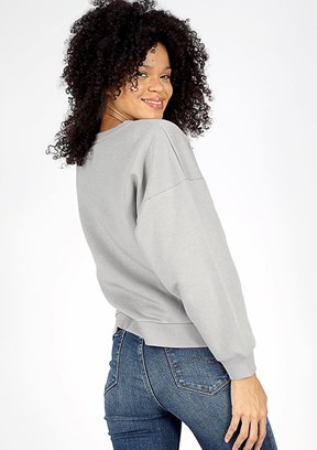 Lee Cooper Gri Kadın Bisiklet Yaka Sweatshirt