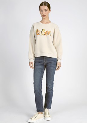 Lee Cooper Bej Kadın Bisiklet Yaka Sweatshirt