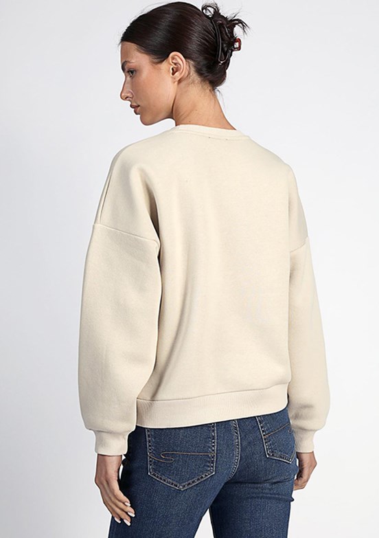 Lee Cooper Bej Kadın Bisiklet Yaka Sweatshirt