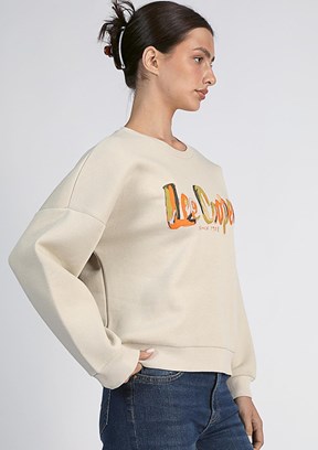 Lee Cooper Bej Kadın Bisiklet Yaka Sweatshirt
