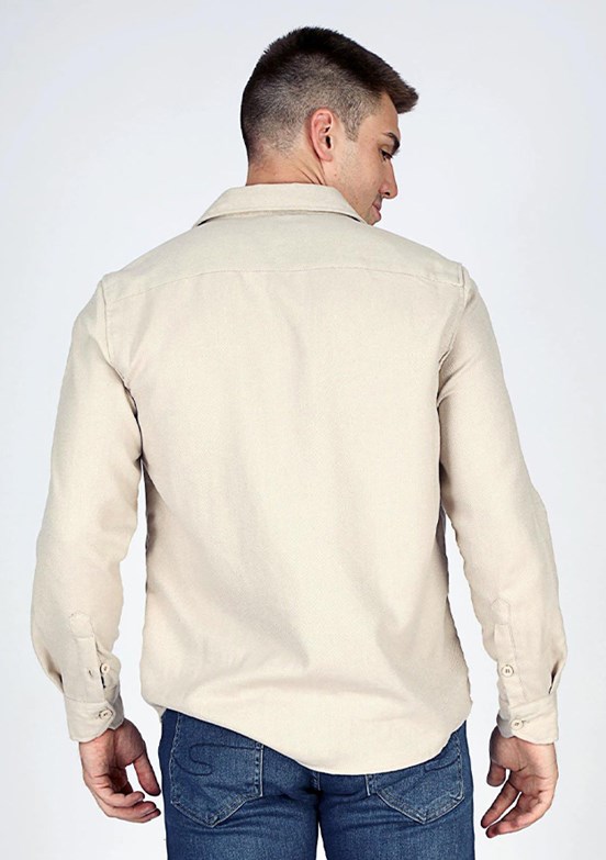 Lee Cooper Bej Erkek Dokuma Gömlek