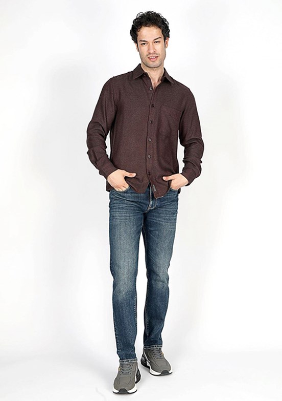 Lee Cooper Mor Erkek Dokuma Gömlek