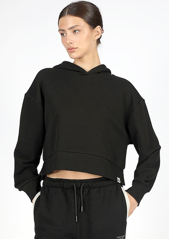 Lee Cooper Siyah Kadın Kapüşonlu Sweatshirt