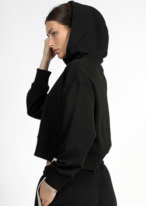 Lee Cooper Siyah Kadın Kapüşonlu Sweatshirt