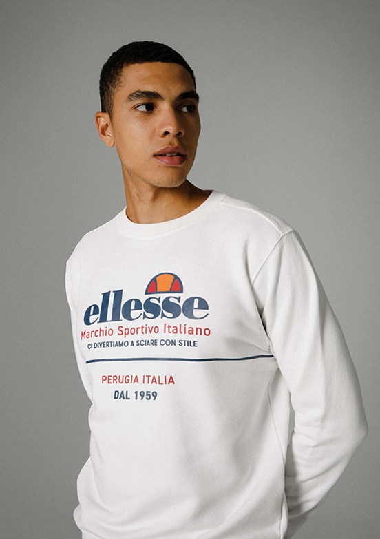 Ellesse Beyaz Unisex Baskılı Sweatshirt