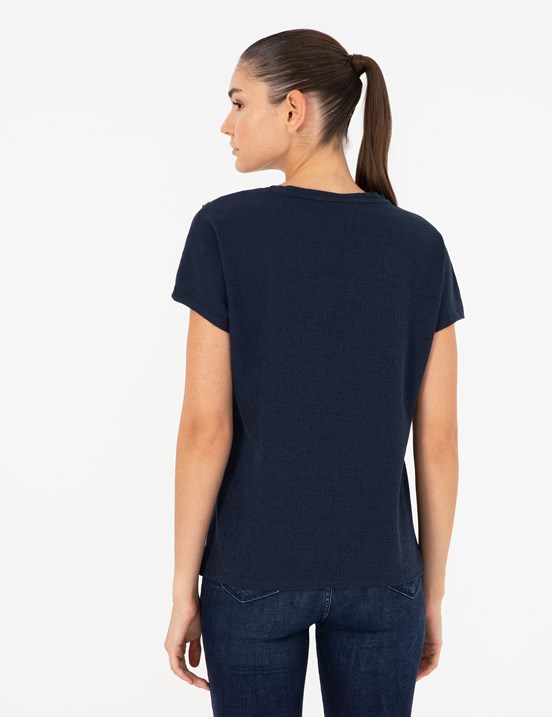 Pierre Cardin Lacivert Kadın Regular T-Shirt