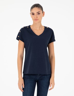 Pierre Cardin Lacivert Kadın Regular T-Shirt