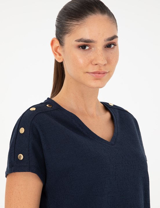 Pierre Cardin Lacivert Kadın Regular T-Shirt