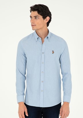 US POLO ASSN Mavi Erkek Slim Gömlek