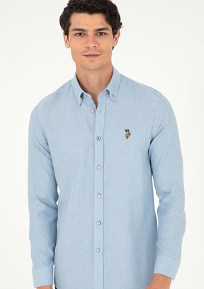 US POLO ASSN Mavi Erkek Slim Gömlek