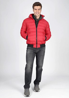 Lee Cooper Kırmızı Erkek Dik Yaka Mont