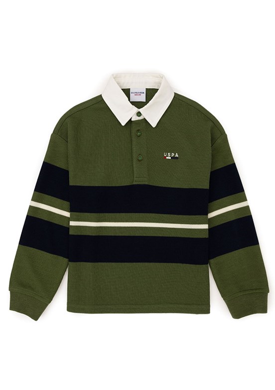 US POLO ASSN Yeşil Erkek Çocuk Cropped Sweatshirt