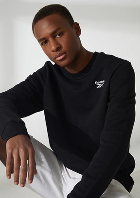 REEBOK 4M Ri Ft Left Chest Crew - 100050282 Erkek Siyah Kapüşonsuz Sweatshirt