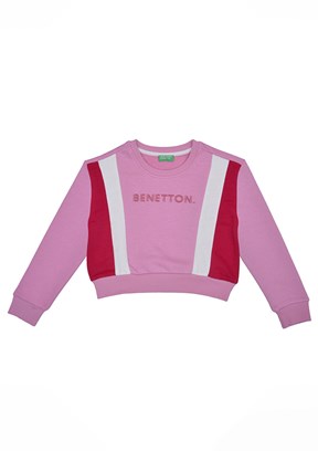 BENETTON Pembe Kız Çocuk Basic Sweatshirt