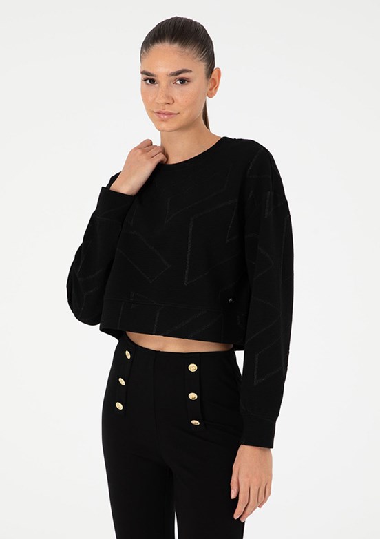 P ERRE CARD N Siyah Kad n Cropped Sweatshirt