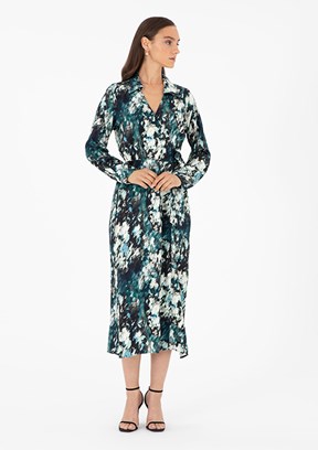 PİERRE CARDİN Kadın Yeşil Comfort Elbise