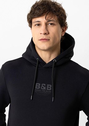BACKANDBOND - B34W12035 Erkek Siyah Kapüşonlu Sweatshirt