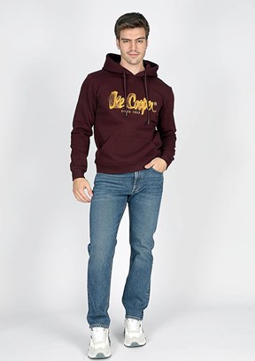 Lee Cooper Mor Erkek Kapüşonlu Sweatshirt