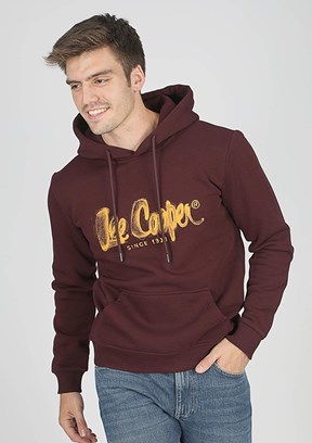 Lee Cooper Mor Erkek Kapüşonlu Sweatshirt