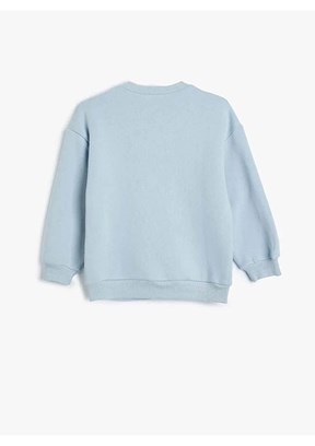 KOTON Mavi Kız Bebek Baskılı Sweatshirt