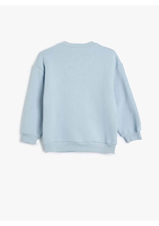 KOTON Mavi Kız Bebek Baskılı Sweatshirt