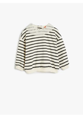 KOTON Beyaz Kız Bebek Bisiklet Yaka Sweatshirt