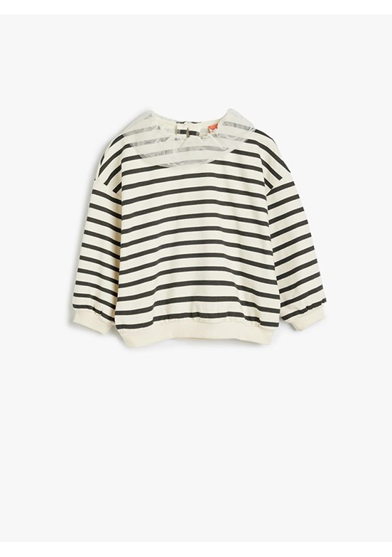 KOTON Beyaz Kız Bebek Bisiklet Yaka Sweatshirt