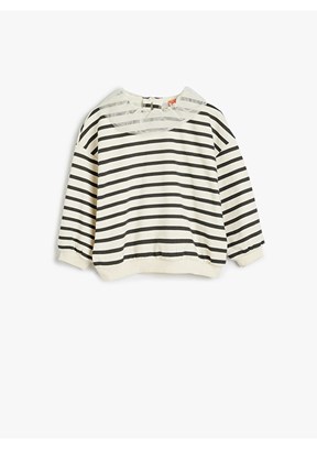 KOTON Beyaz Kız Bebek Bisiklet Yaka Sweatshirt