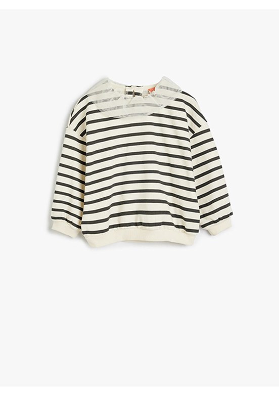 KOTON Beyaz Kız Bebek Bisiklet Yaka Sweatshirt