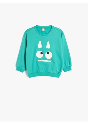Koton Mavi Erkek Bebek Baskılı Sweatshirt