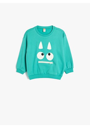 Koton Mavi Erkek Bebek Baskılı Sweatshirt