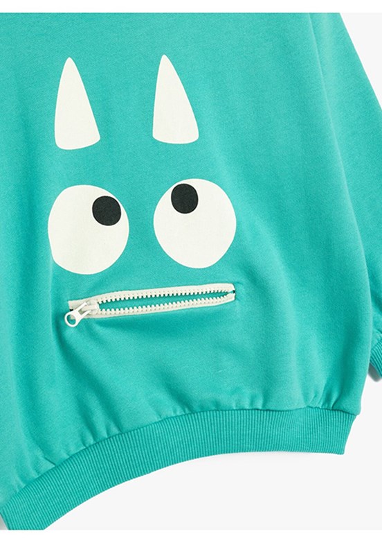 Koton Mavi Erkek Bebek Baskılı Sweatshirt
