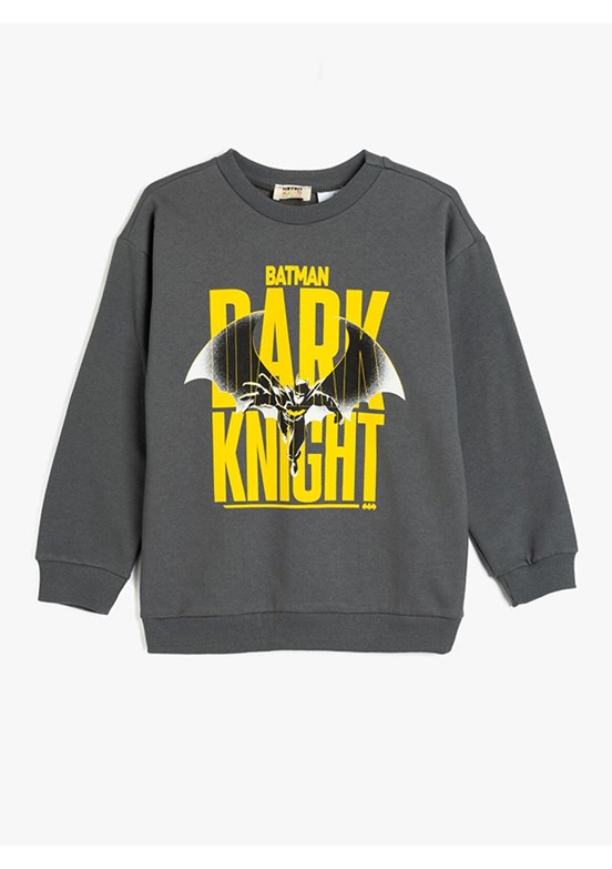 KOTON Antrasit Erkek Bebek Baskılı Sweatshirt